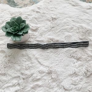 Loft Black & Silver Elastic Beaded Belt- Size L/XL